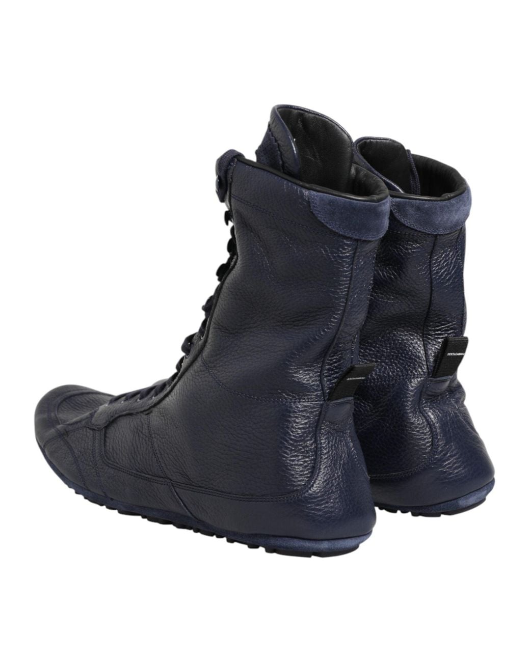 Dolce & Gabbana Dark Blue Deer Leather Mid Calf Boots Shoes for men