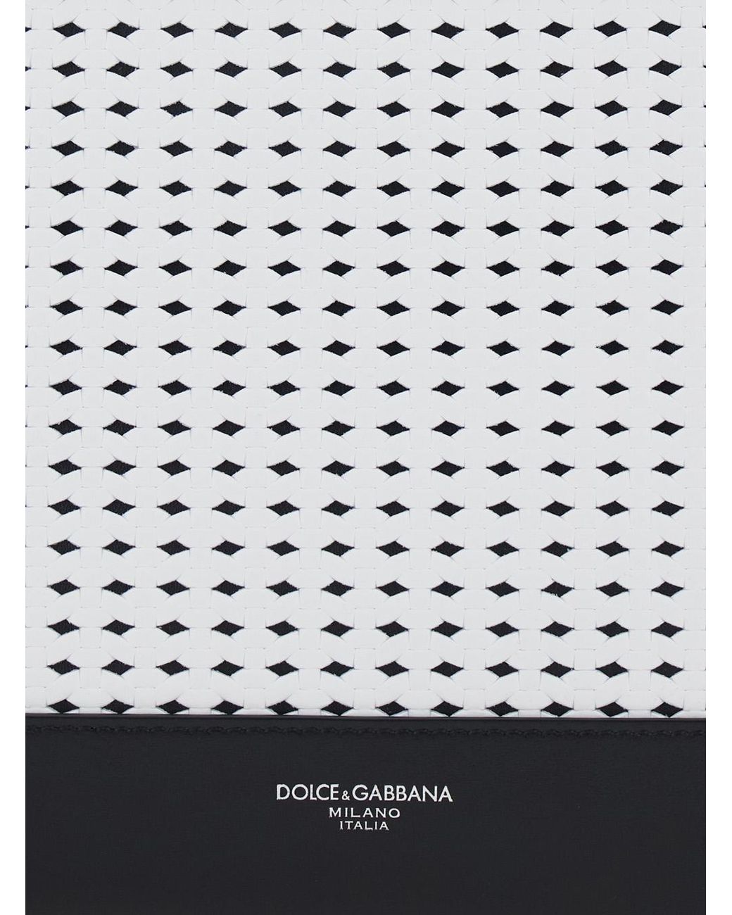 Dolce & Gabbana White Clutch With Woven Motif On The Front Abd Removable Wrist Strap for men