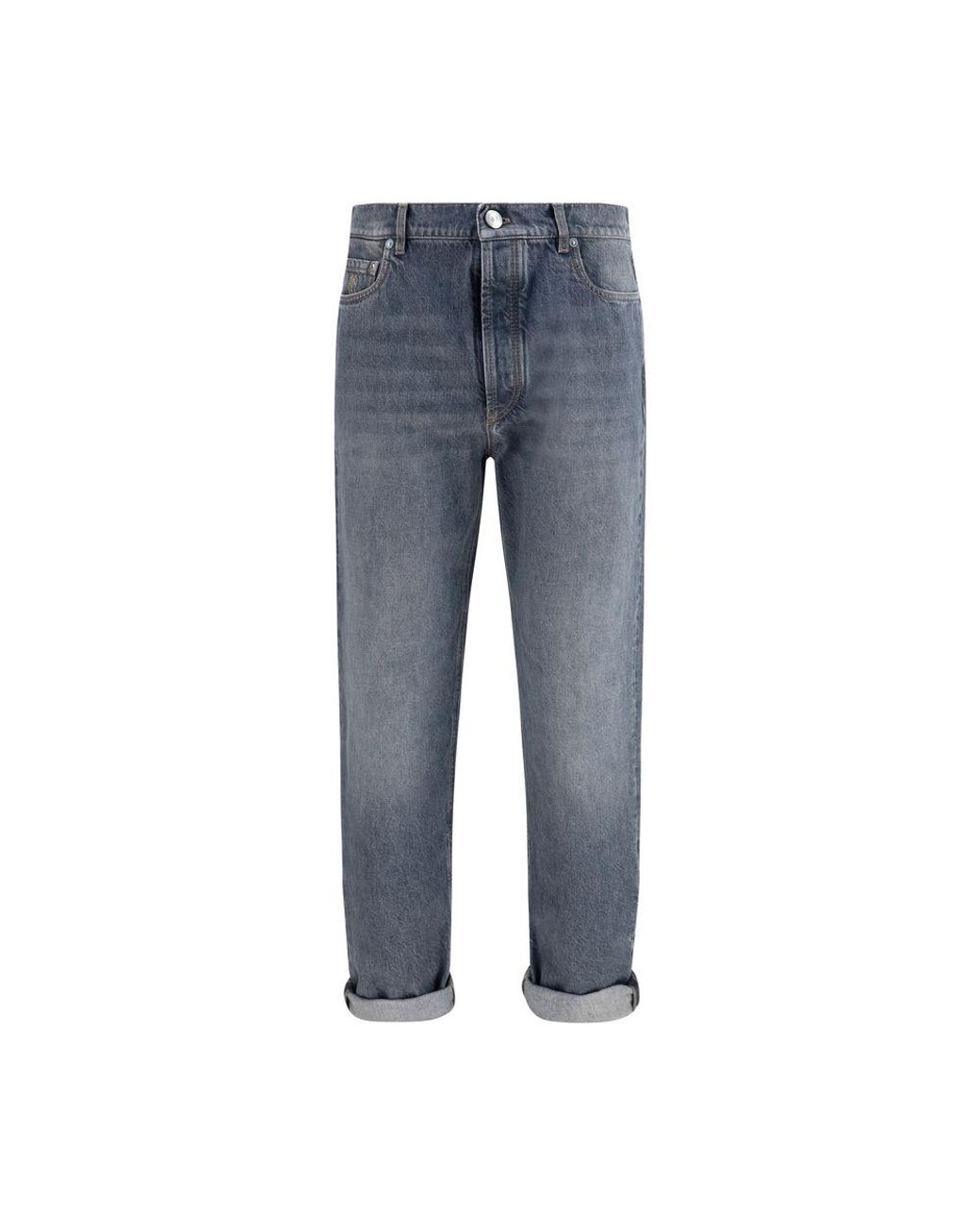 Brunello Cucinelli Blue Gray Cotton Straight for men