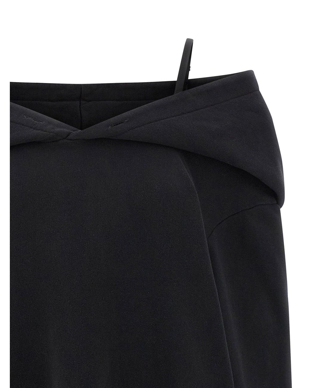 MM6 by Maison Margiela Black Off-Shoulder Hooded Dress
