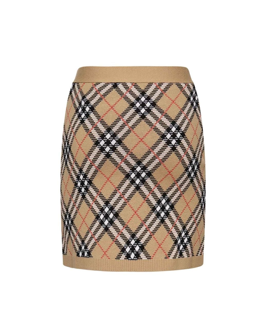 Burberry White Check Wool Mini Skirt