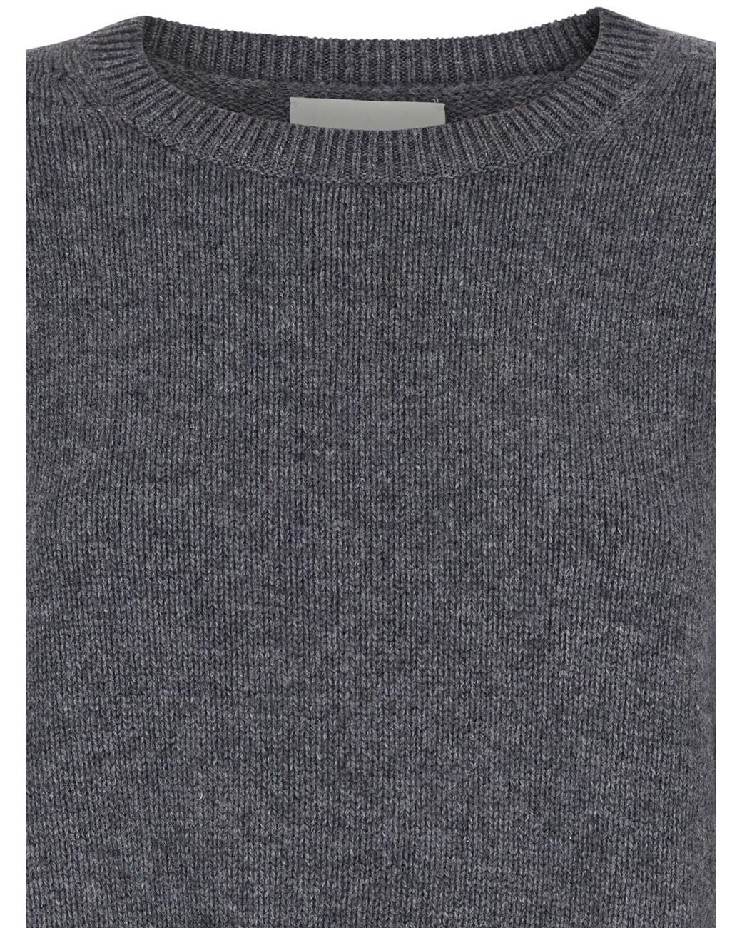 Lisa Yang Gray Sweater U-Neck Cashmere Knitted Tops
