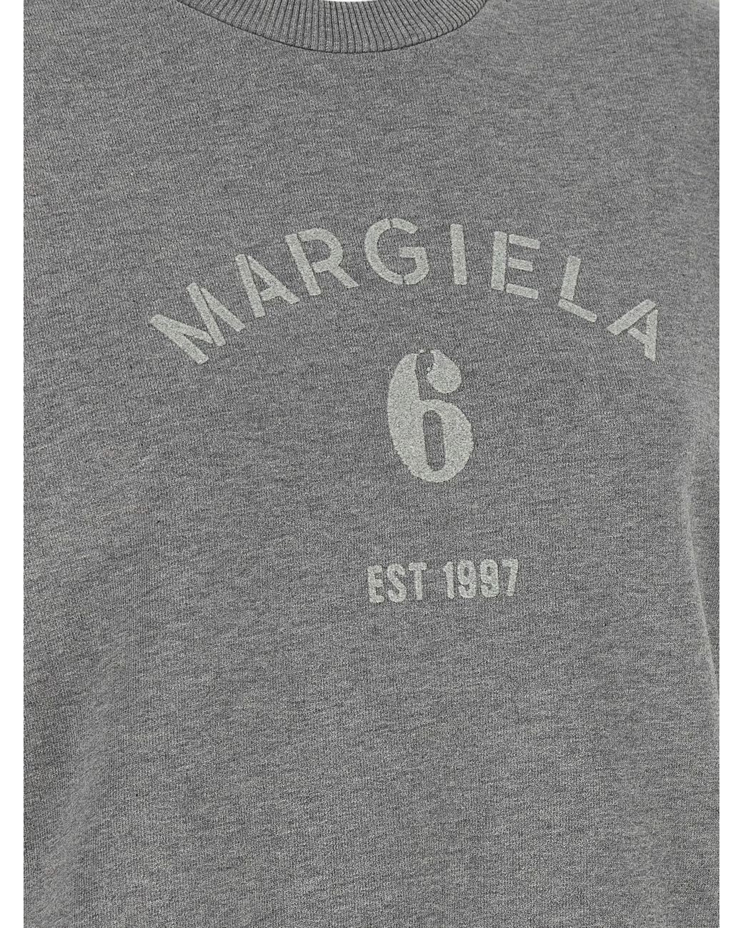 MM6 by Maison Margiela Gray Logo Print Sweatshirt