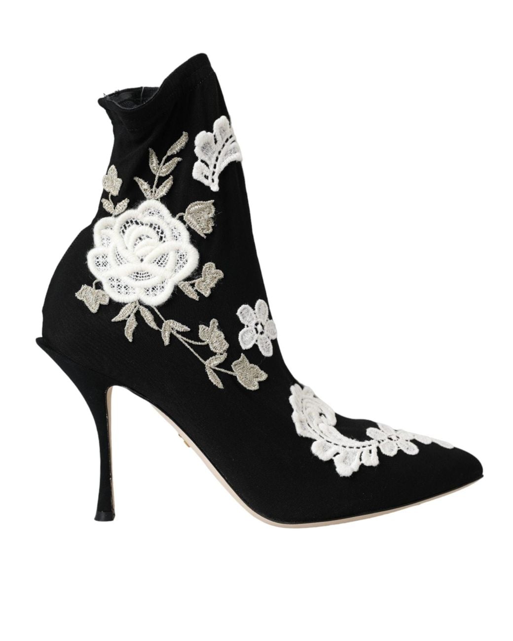 Dolce & Gabbana White Dolce & Gabbana Floral Embroidered Boot