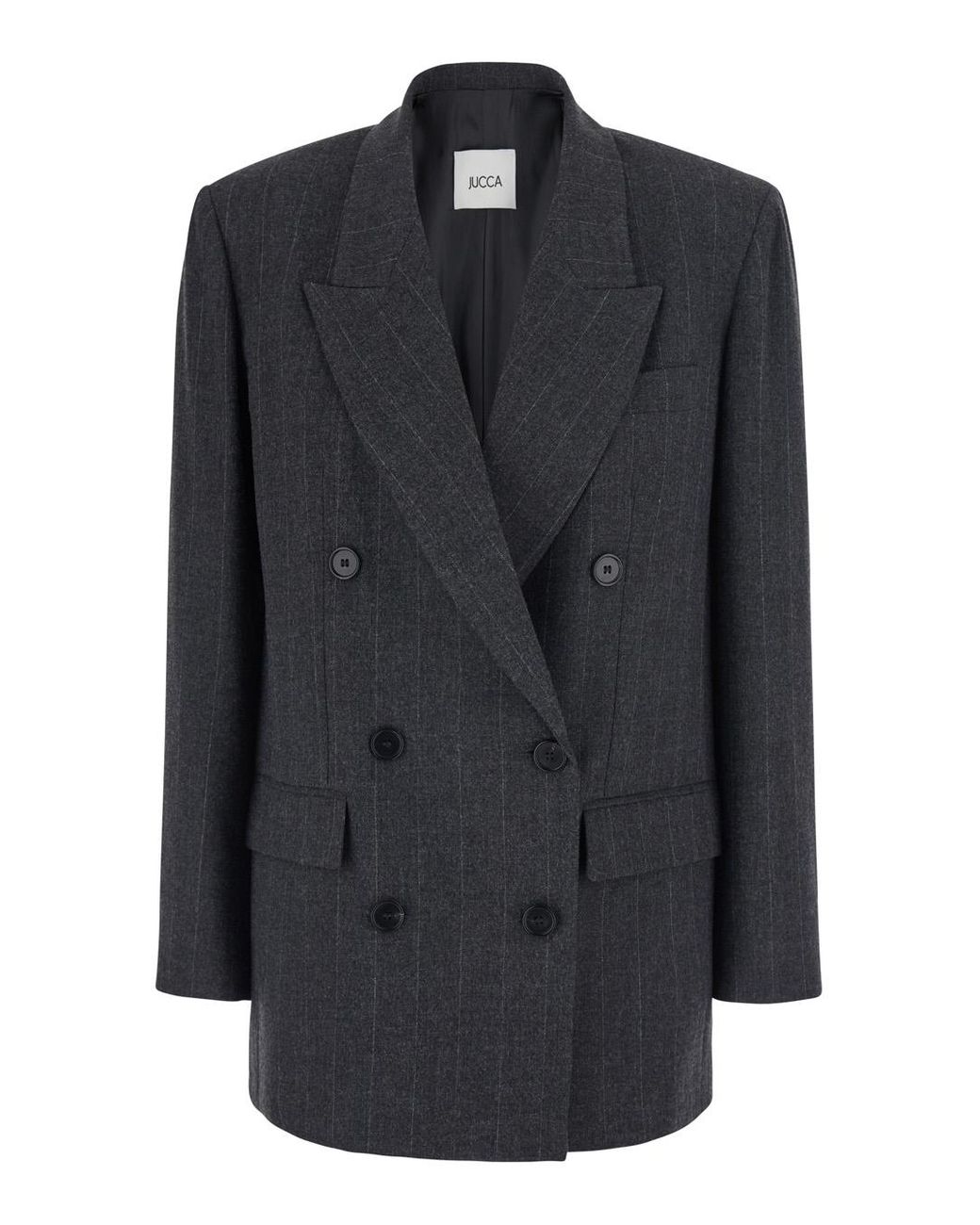 Jucca Black Double-Breasted Blazer Prince Of Wales Wool Blend Blazers