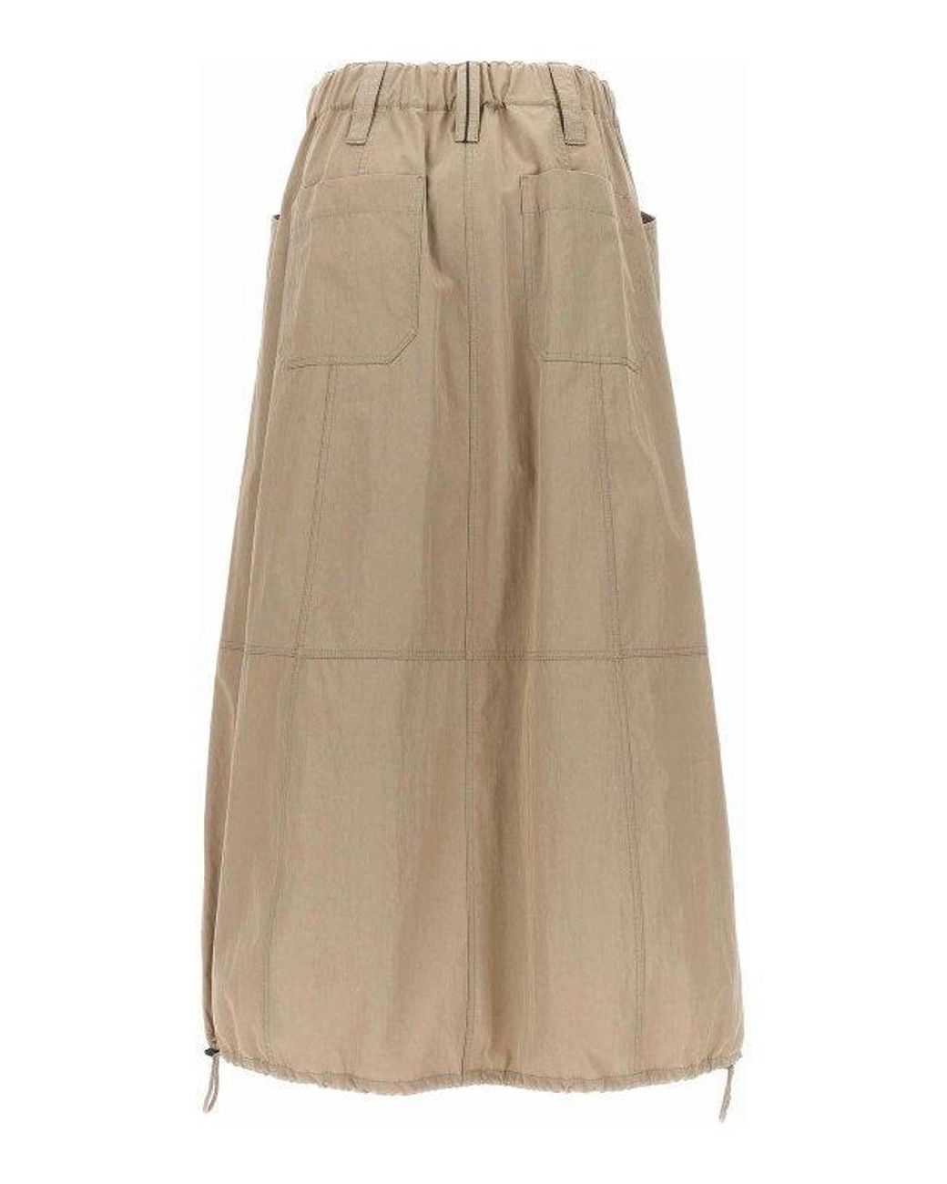 Brunello Cucinelli Natural Gathered Hem Skirt