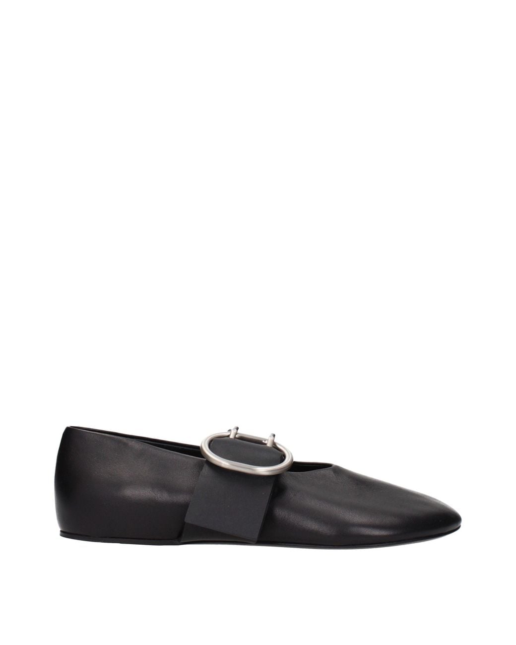 Jil Sander Black Leather Ballerina Flats