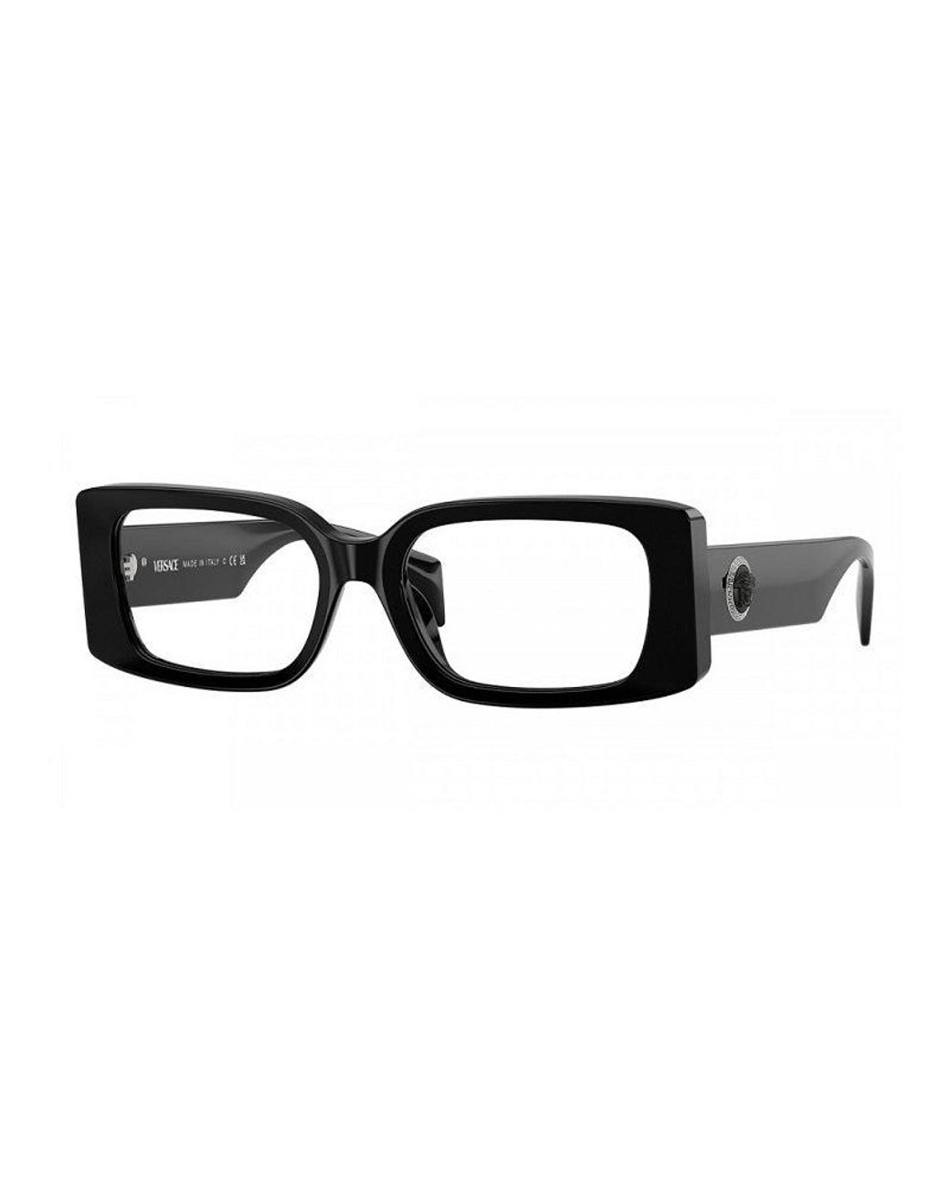 Versace Black Eyeglasses Rectangle Full Rim, Frame And Clear Demo Lenses Lens Ve3362U5485