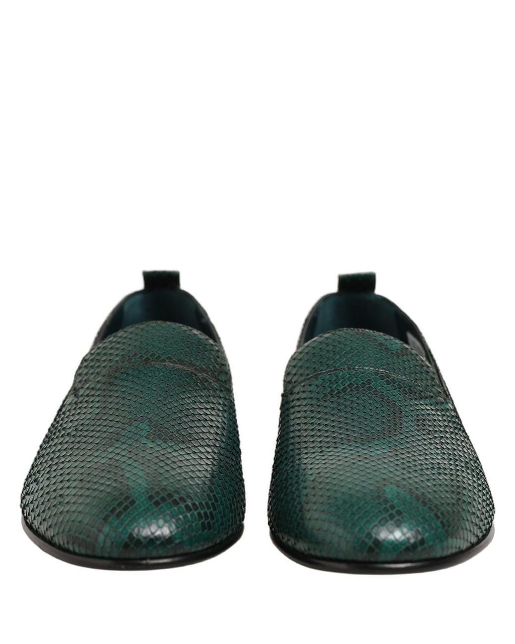Dolce & Gabbana Black Embossed Leather Loafers Shoes Python for men