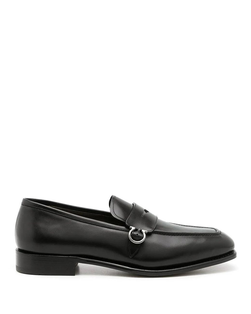 Ferragamo Black Ferragamo Leather Penny Loafers for men