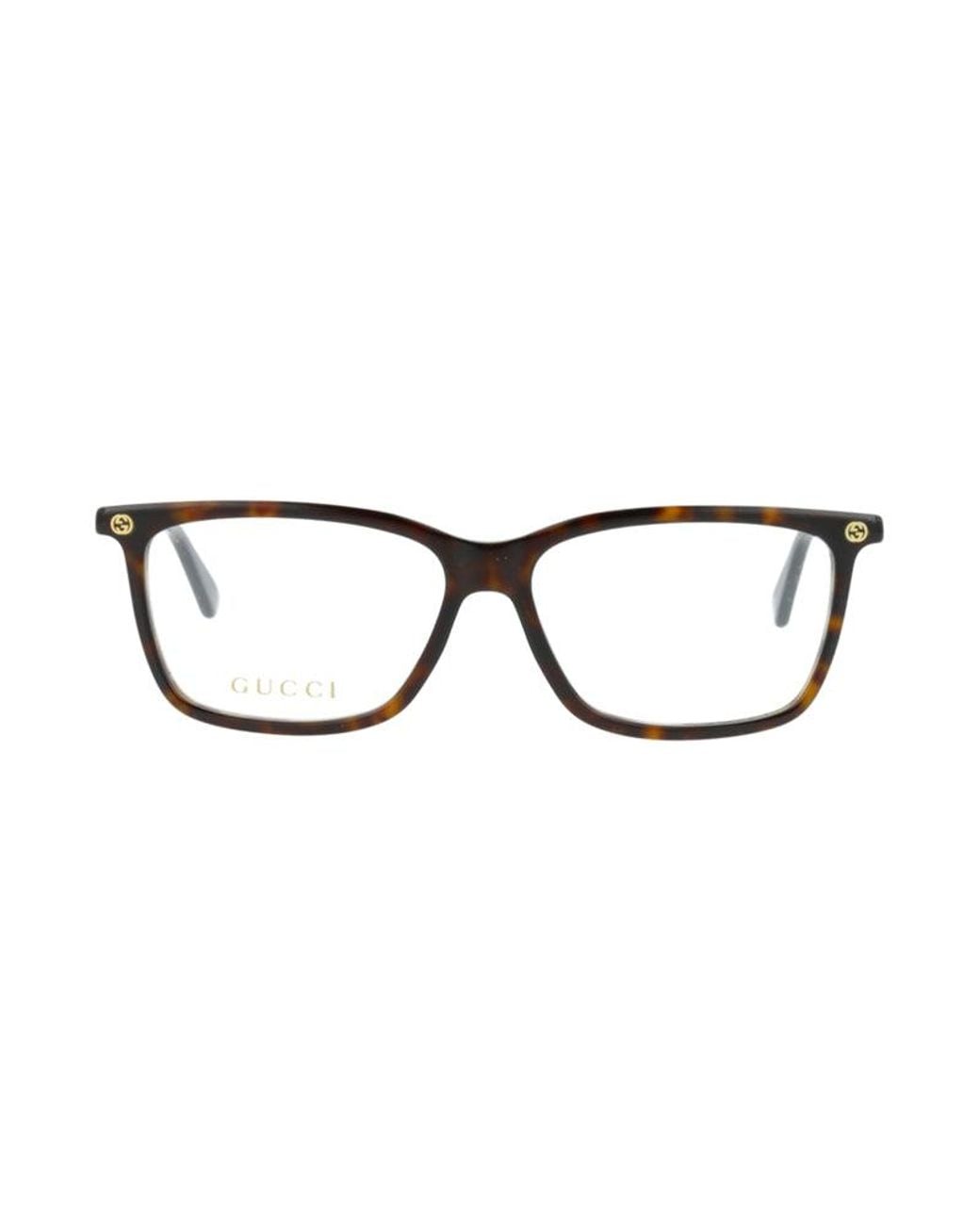Gucci Brown Eyeglasses Rectangle Full Rim, Gloss Havana Frame And Clear Demo Lenses Lens Gg0094O007 Sunglasses