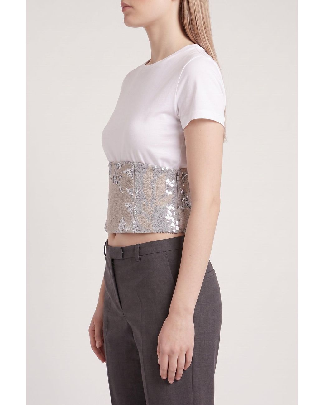 Brunello Cucinelli White Linen Corset Shirt