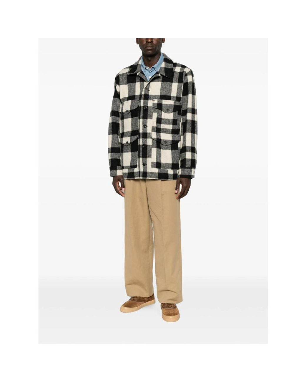 Filson Black Check-Pattern Button-Up Jacket for men