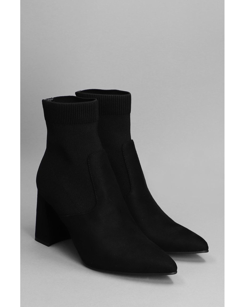 Steve Madden Ramp Up High Heels Ankle Boots In Black Suede And Fabric | Lyst