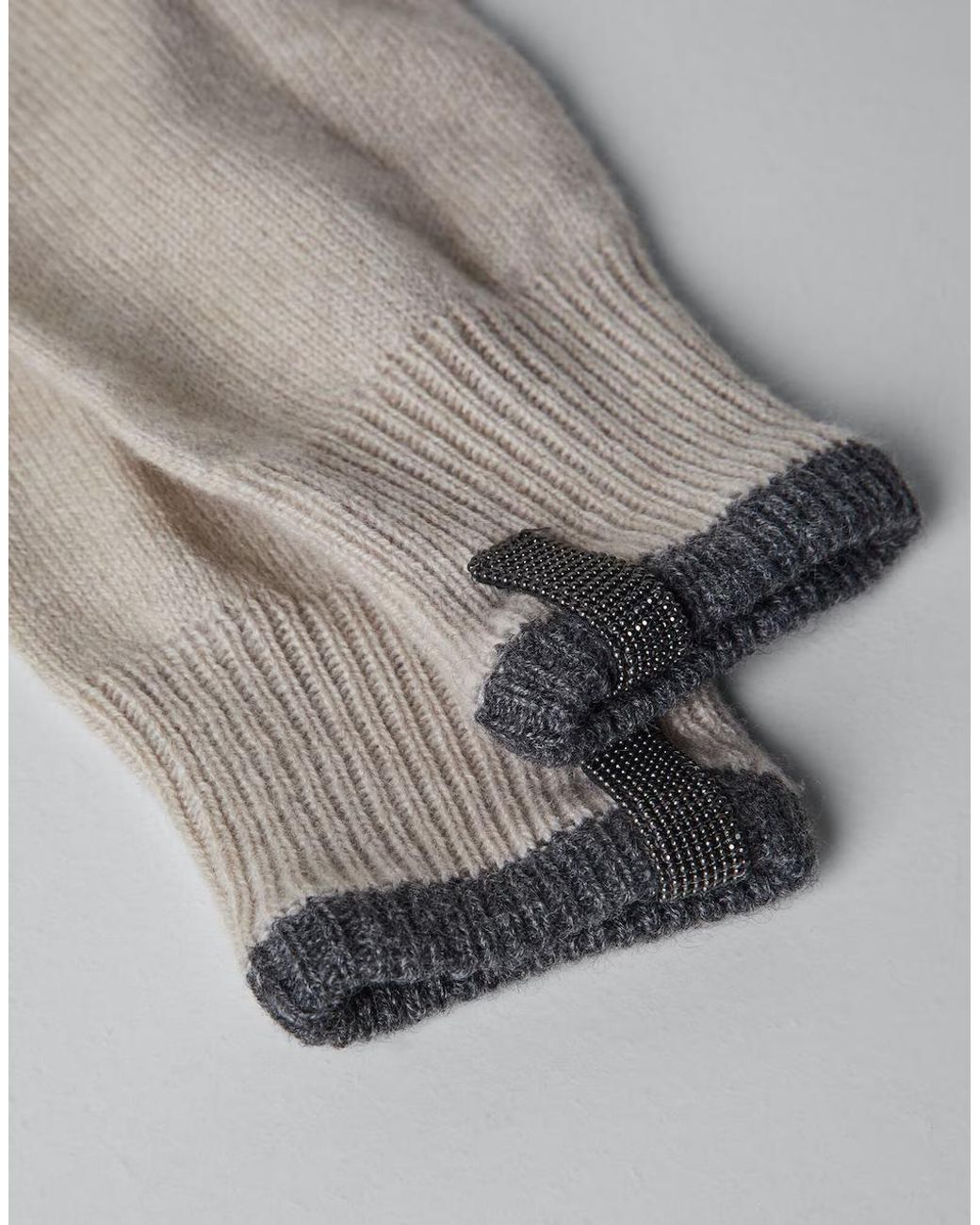 Brunello Cucinelli Gray Multicolor Cashmere Gloves