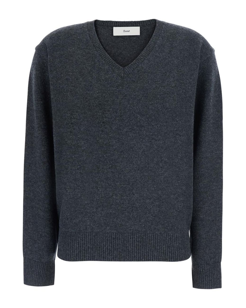 DUNST Black V-Neck Sweater Cashmere Wool Top