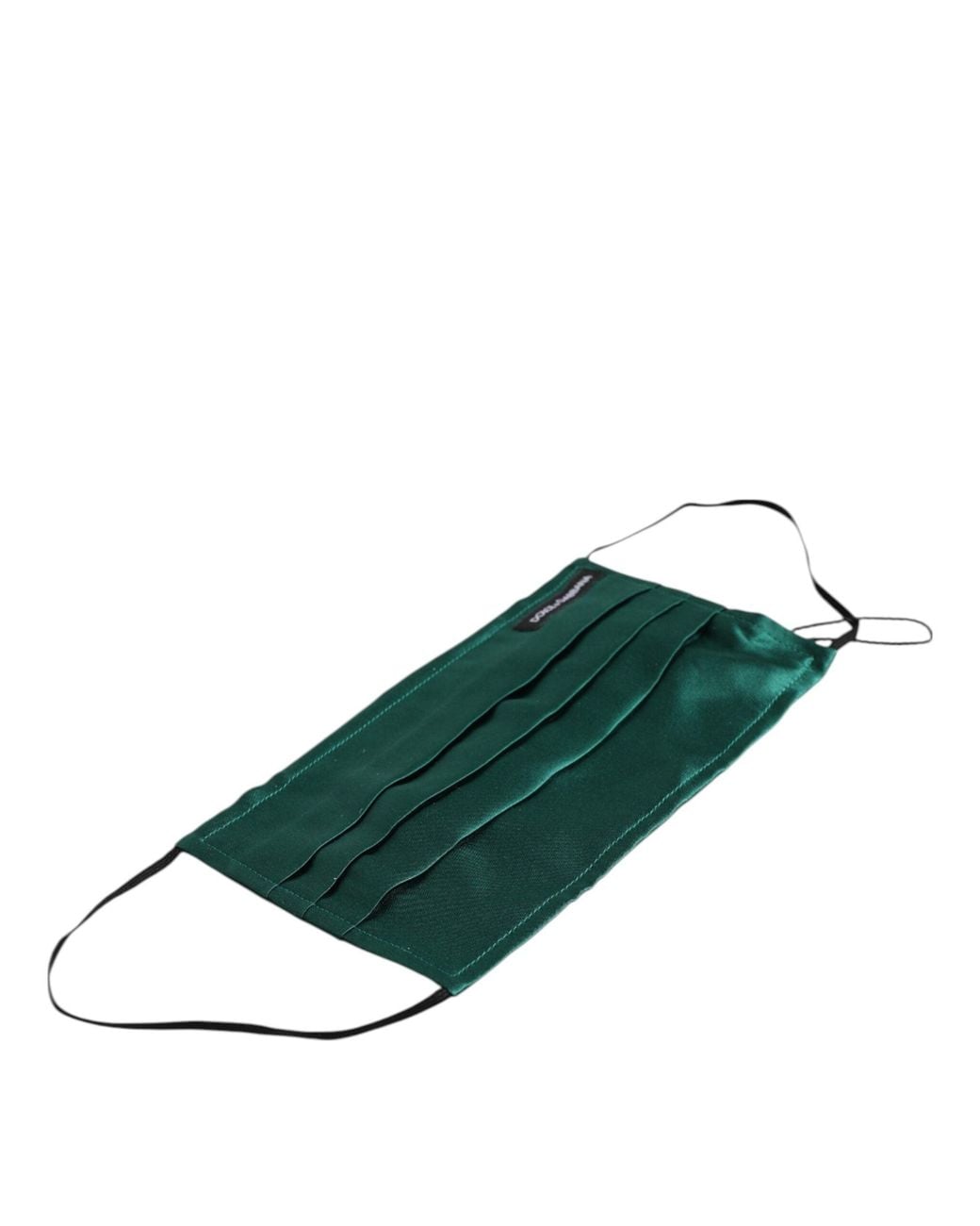 Dolce & Gabbana Green Silk Pleated Elastic Ear Strap Face Mask Accessory