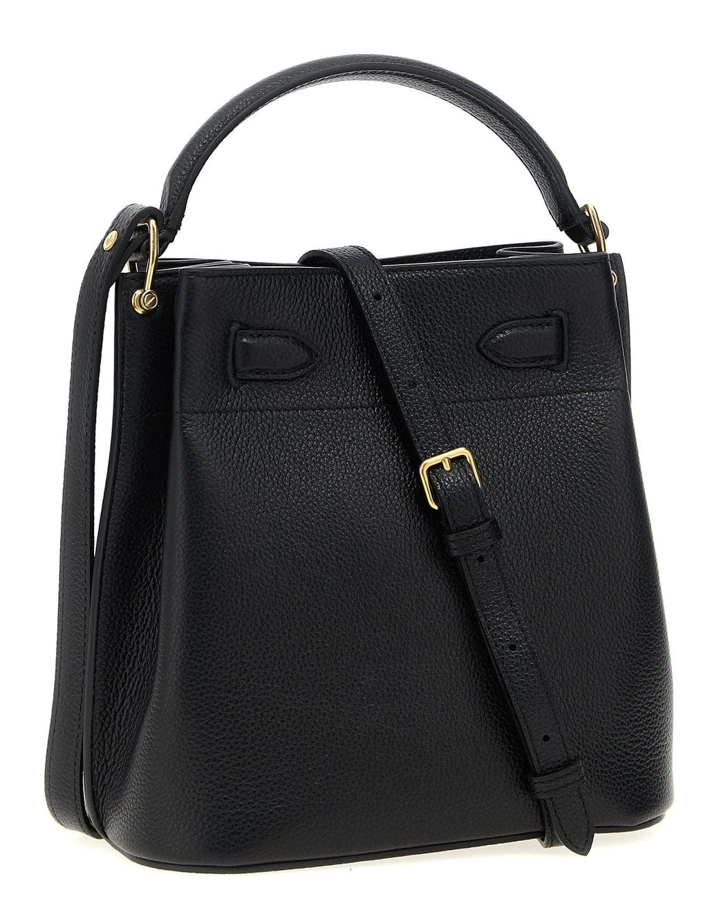 Pebbeld Mulberry Pebbled Leather Bucket Bag in Black | Lyst