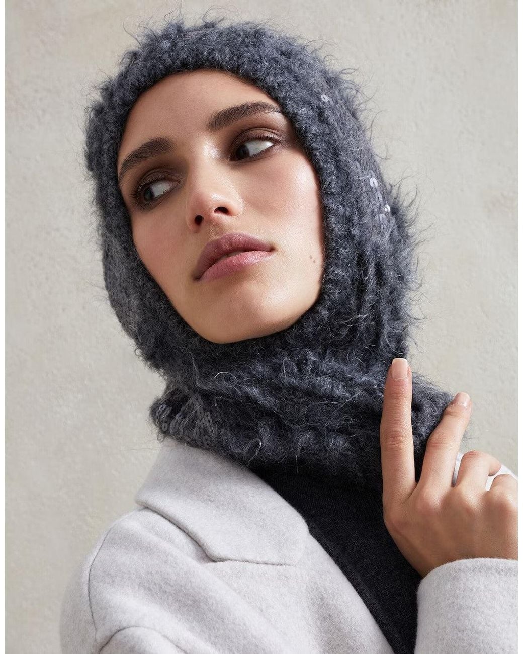 Brunello Cucinelli Blue Dark Wool Knit Hat
