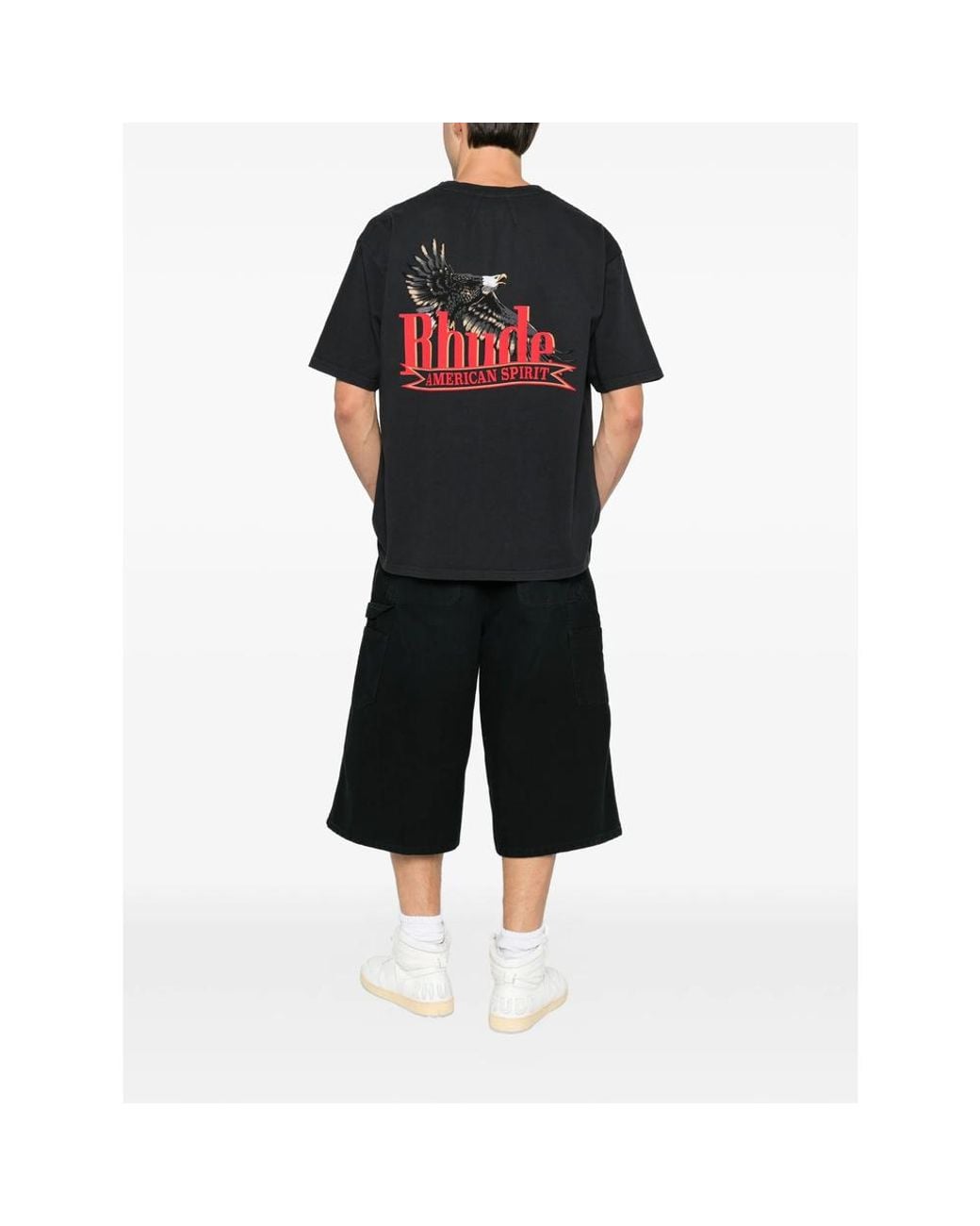 Rhude Black T-Shirt Cotton T-Shirts And Polos for men