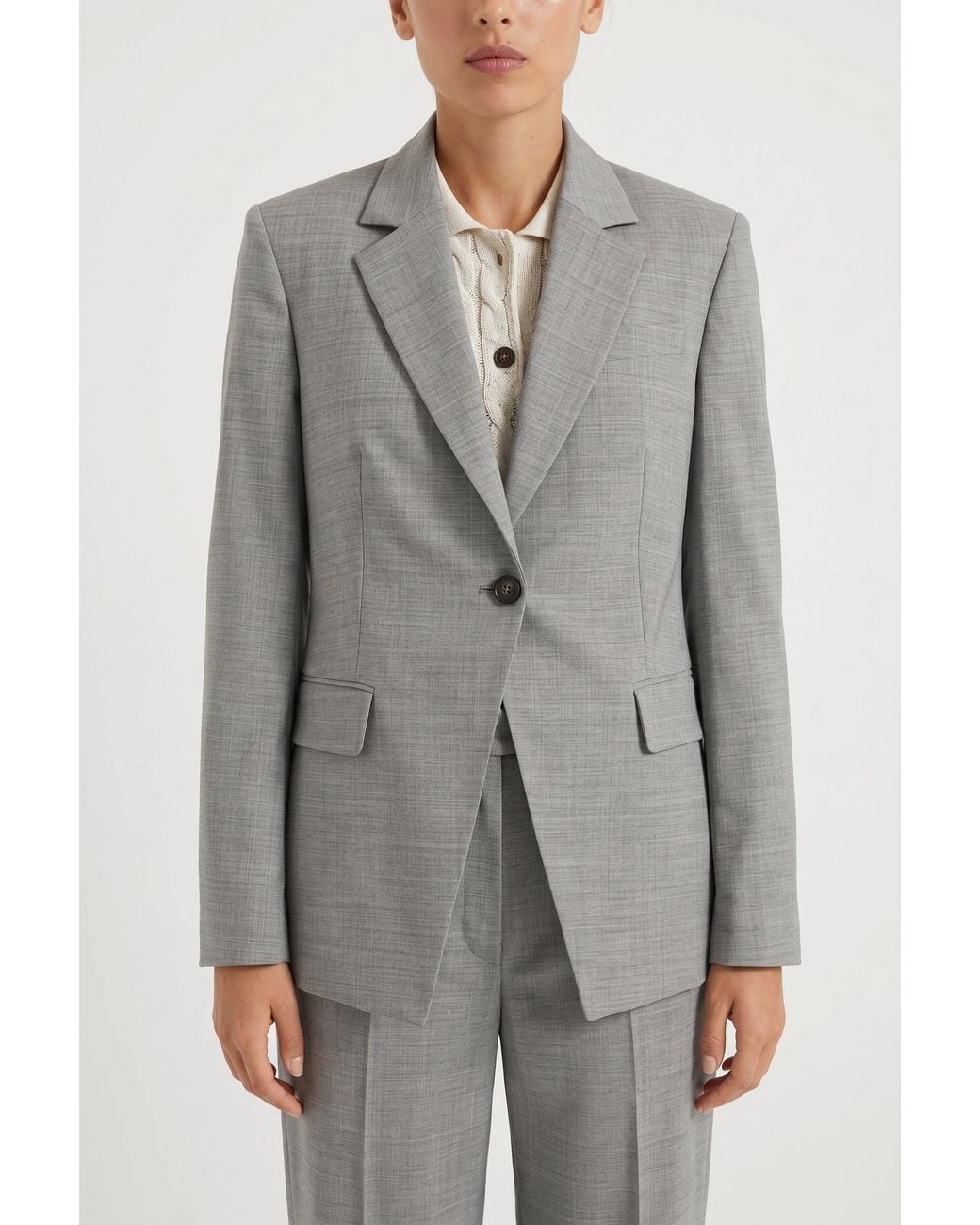 Brunello Cucinelli Gray Light Wool Tailored Blazer