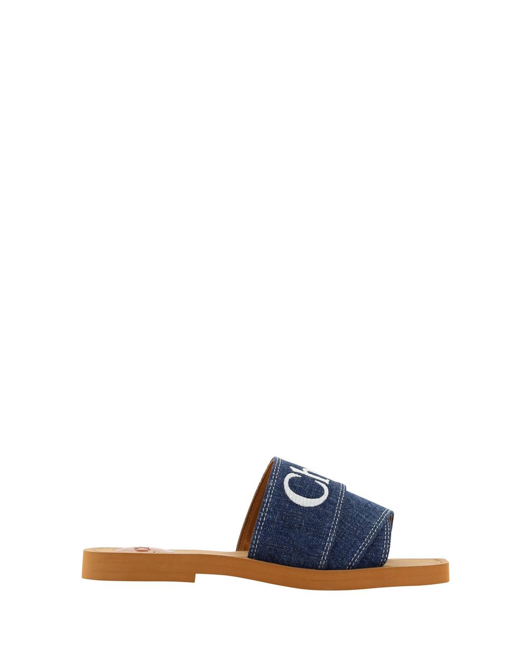 Chloé Blue Denim Cotton Slides Woody Sandals Accessory