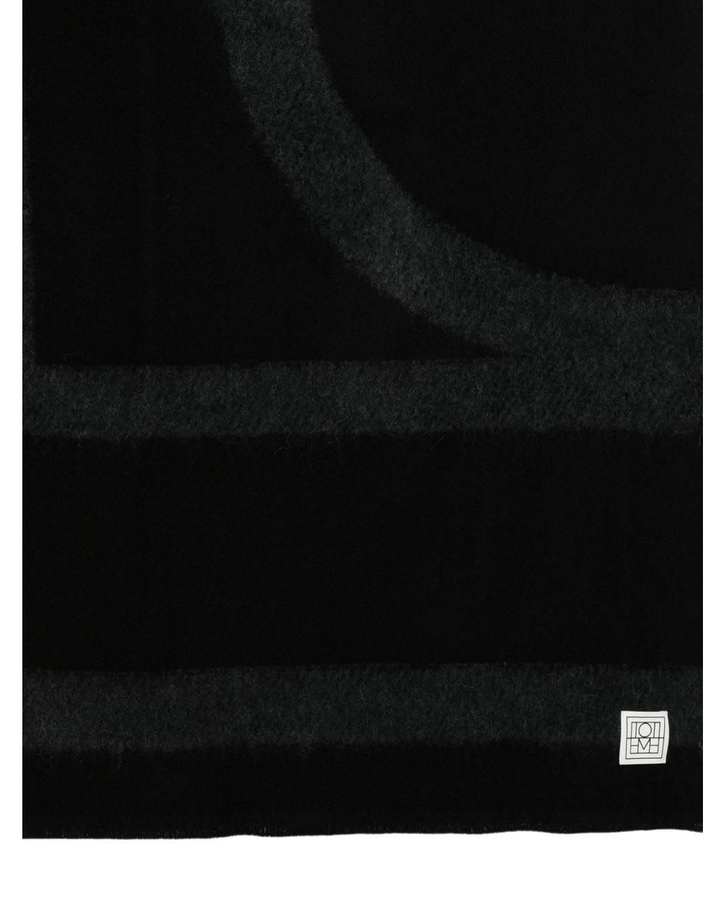 Totême  Black Wool Monogram Scarf