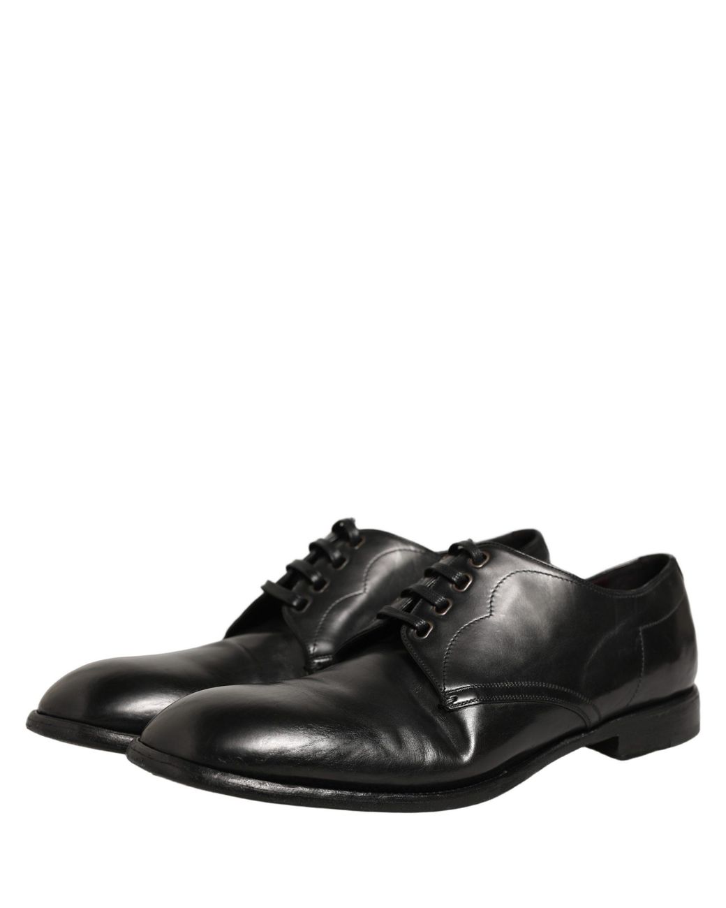 Dolce & Gabbana Black Calfskin Leather Derby Dress Shoes Calf for men
