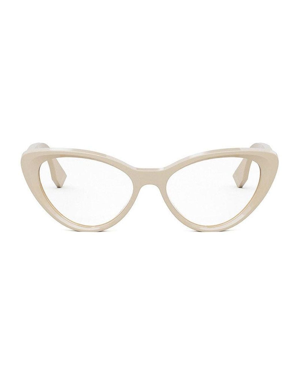 Fendi Metallic Eyeglasses Cat Eye Full Rim, Shiny Frame And Clear Demo Lens Fe50075I057 Sunglasses