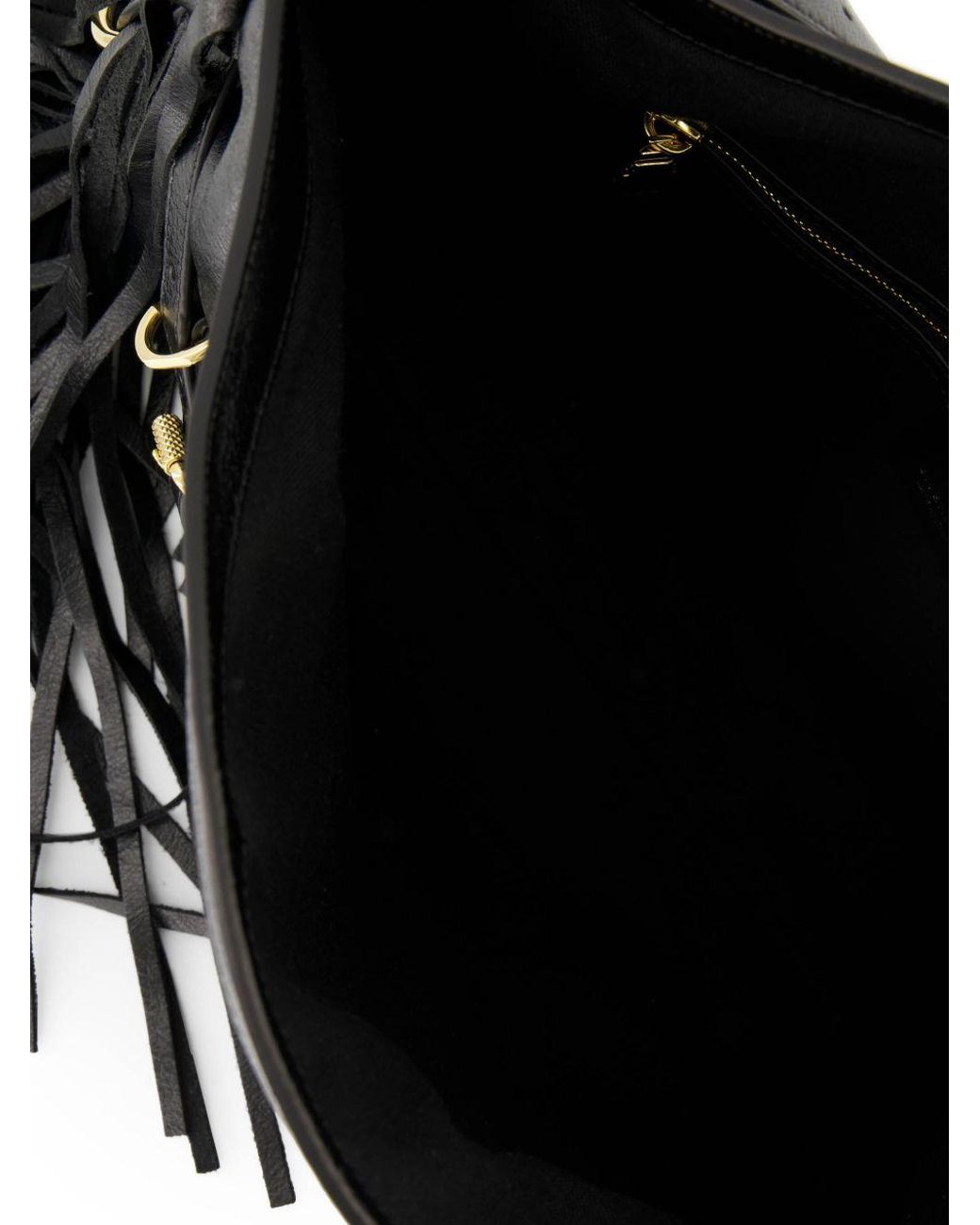 Givenchy Black Voyou Medium Calf Leather Shoulder Bag With Side Fringes And Signature