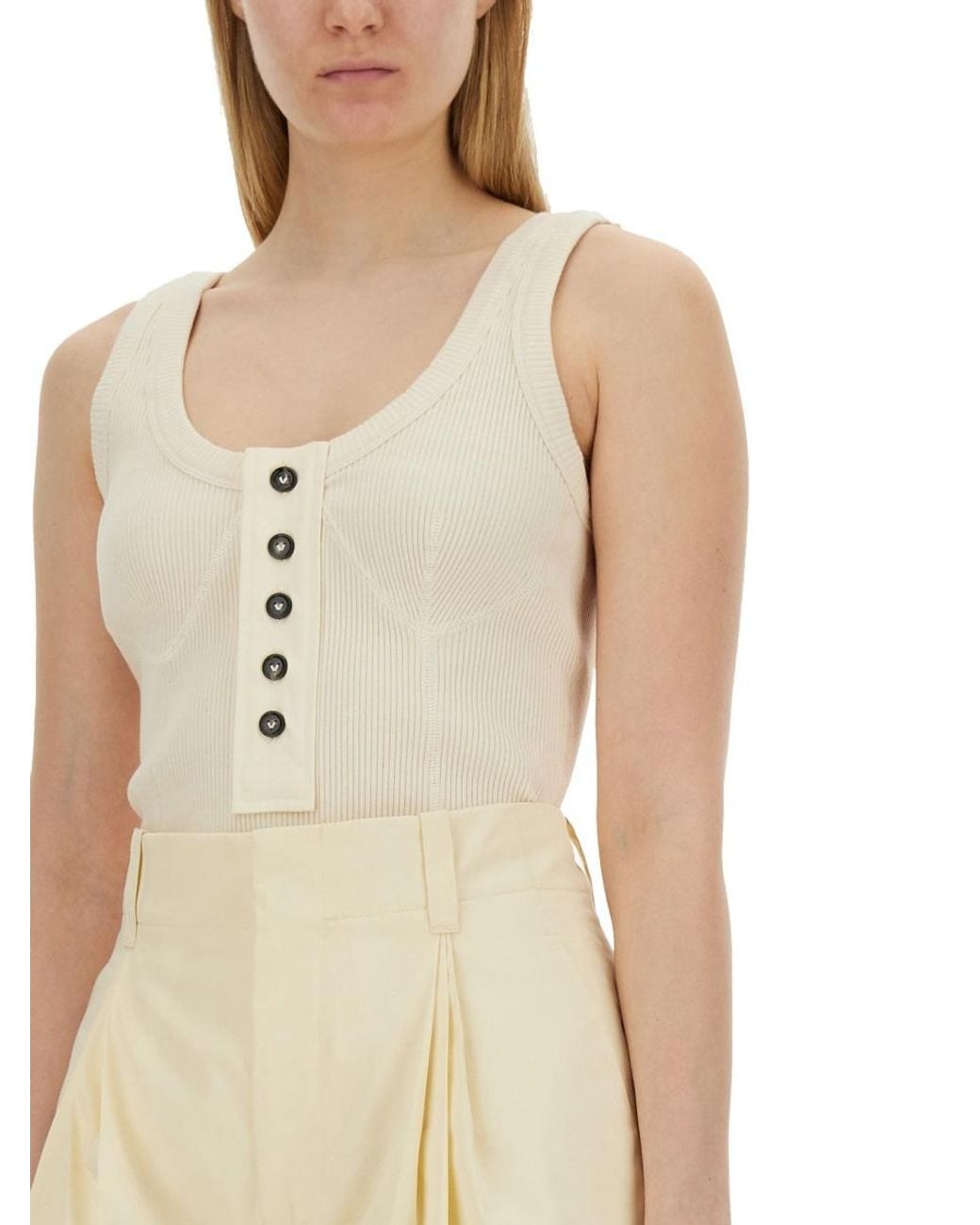 Bottega Veneta White Jersey Top Cotton Tops