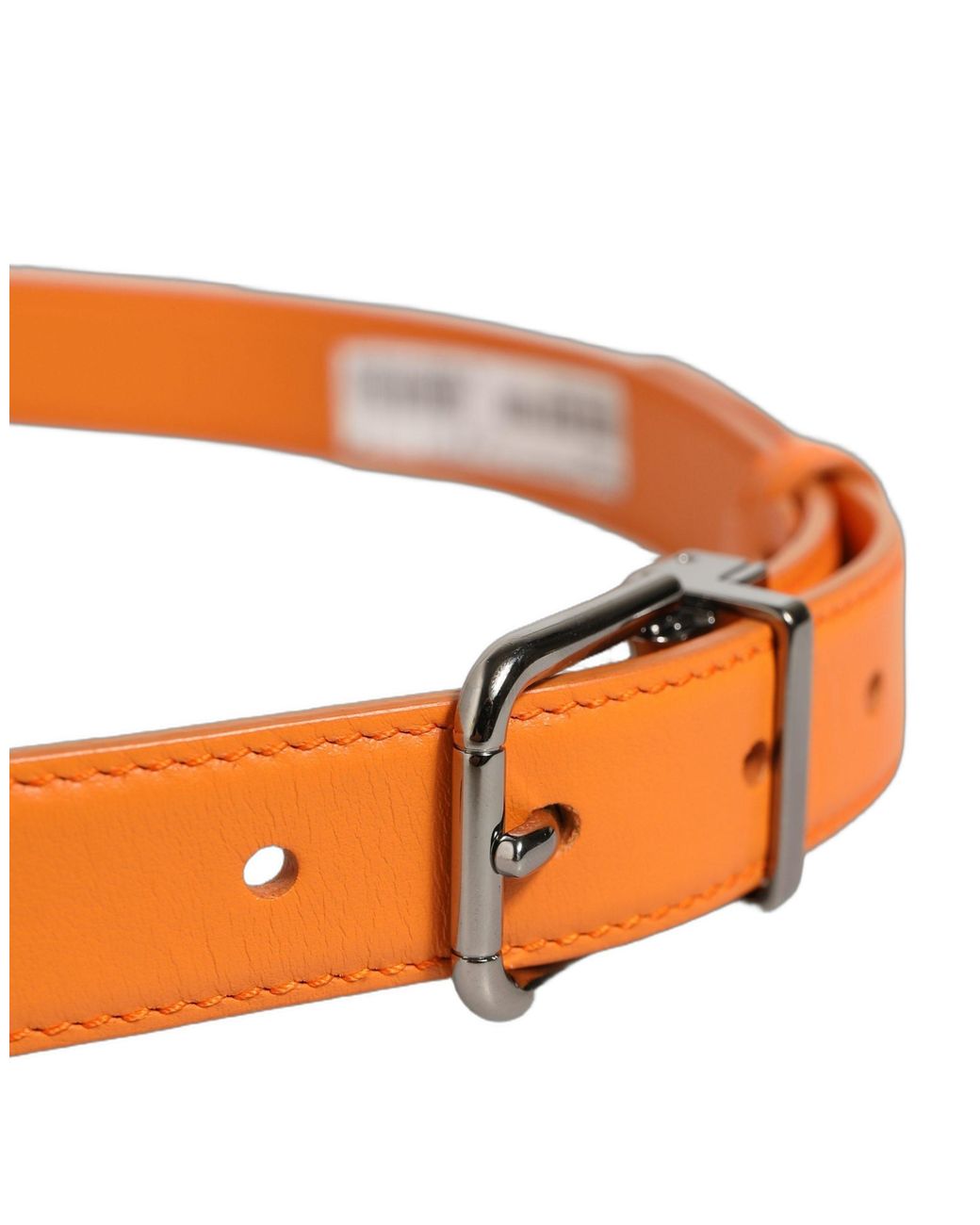 Dolce & Gabbana Orange Leather Tone Metal Buckle Belt for men