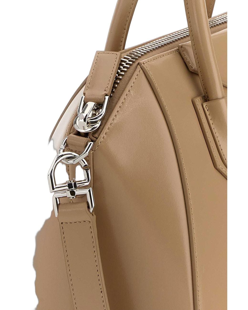 Givenchy Natural Givenchy Structured Calf Leather Top Handle Bag