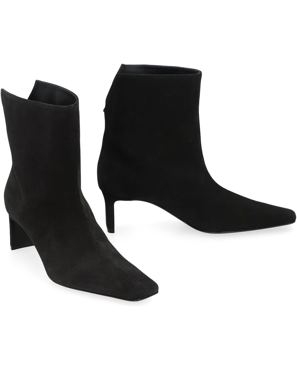 Khaite Black Ankle Boots Ona Suede Calf Leather