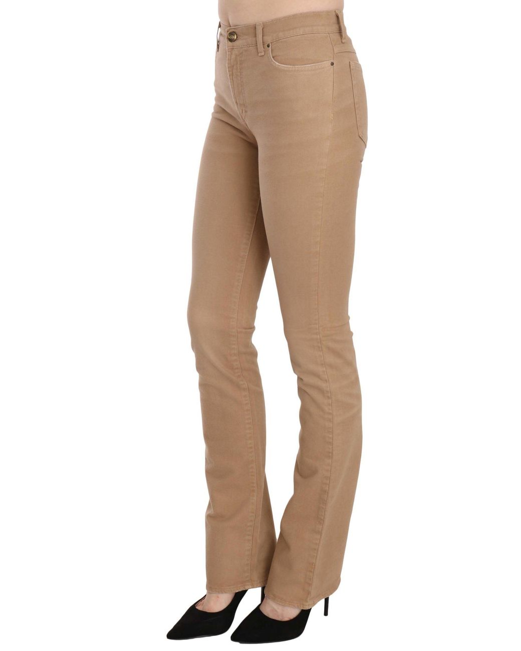 Just Cavalli Brown Cotton Stretch Mid Waist Skinny Trousers Pants Other Materials