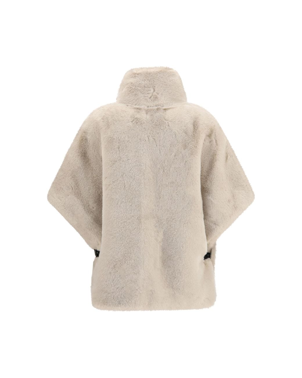 Pinko White Faux Fur Jacket With Buckle Detail Polyester