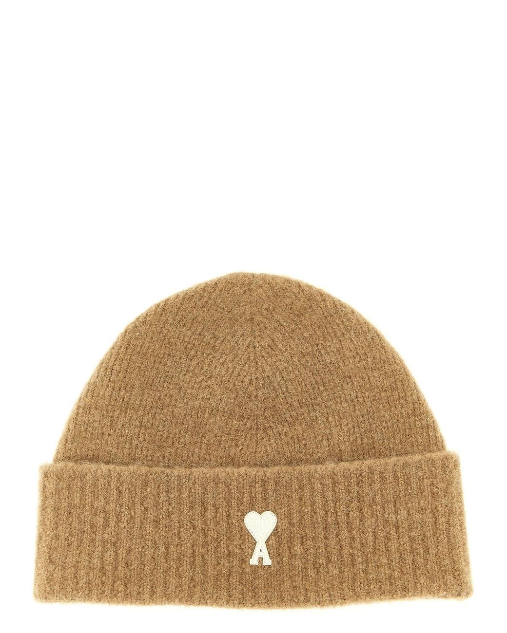 AMI Brown Ami De Cœur Embroidered Beanie