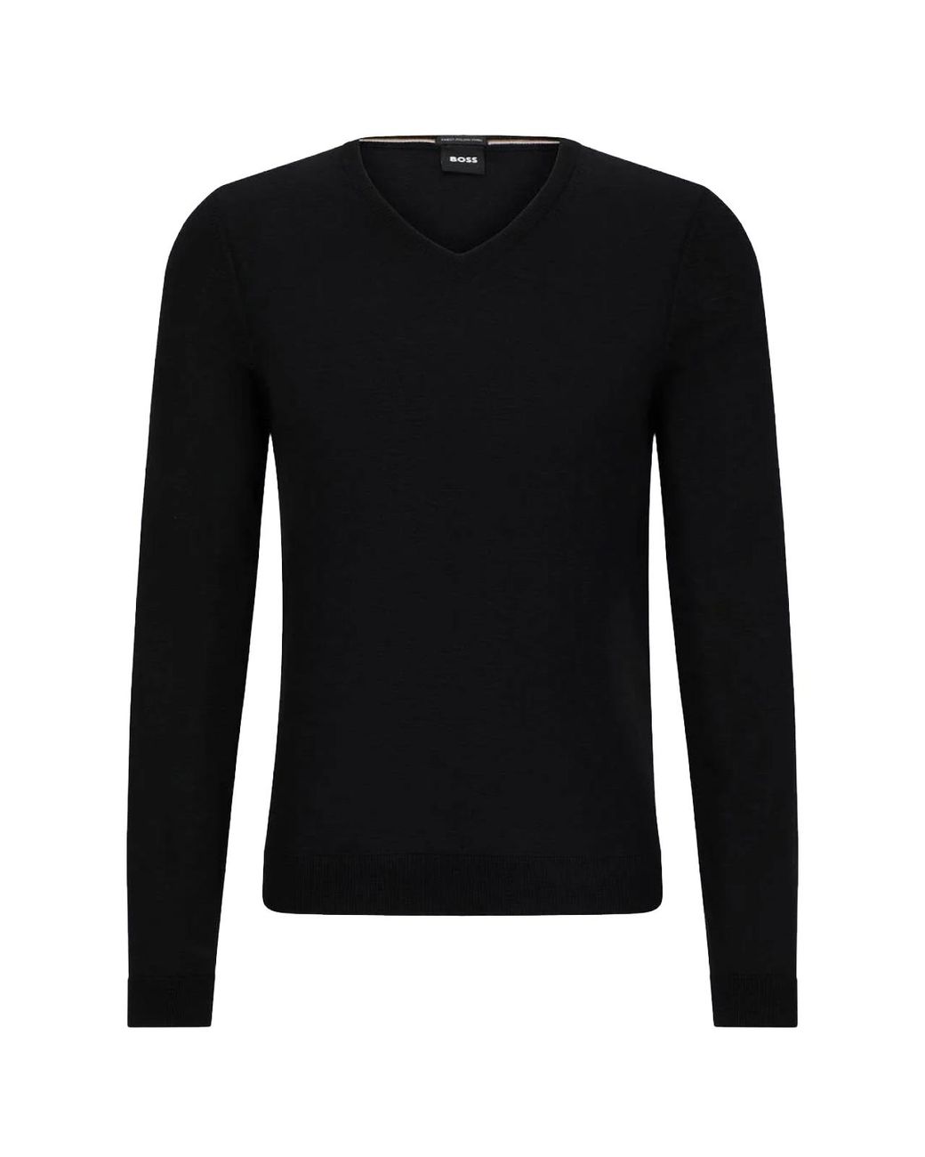 Boss Black Melba V-Neck Virgin Wool Sweater Clothing Knitwear for men