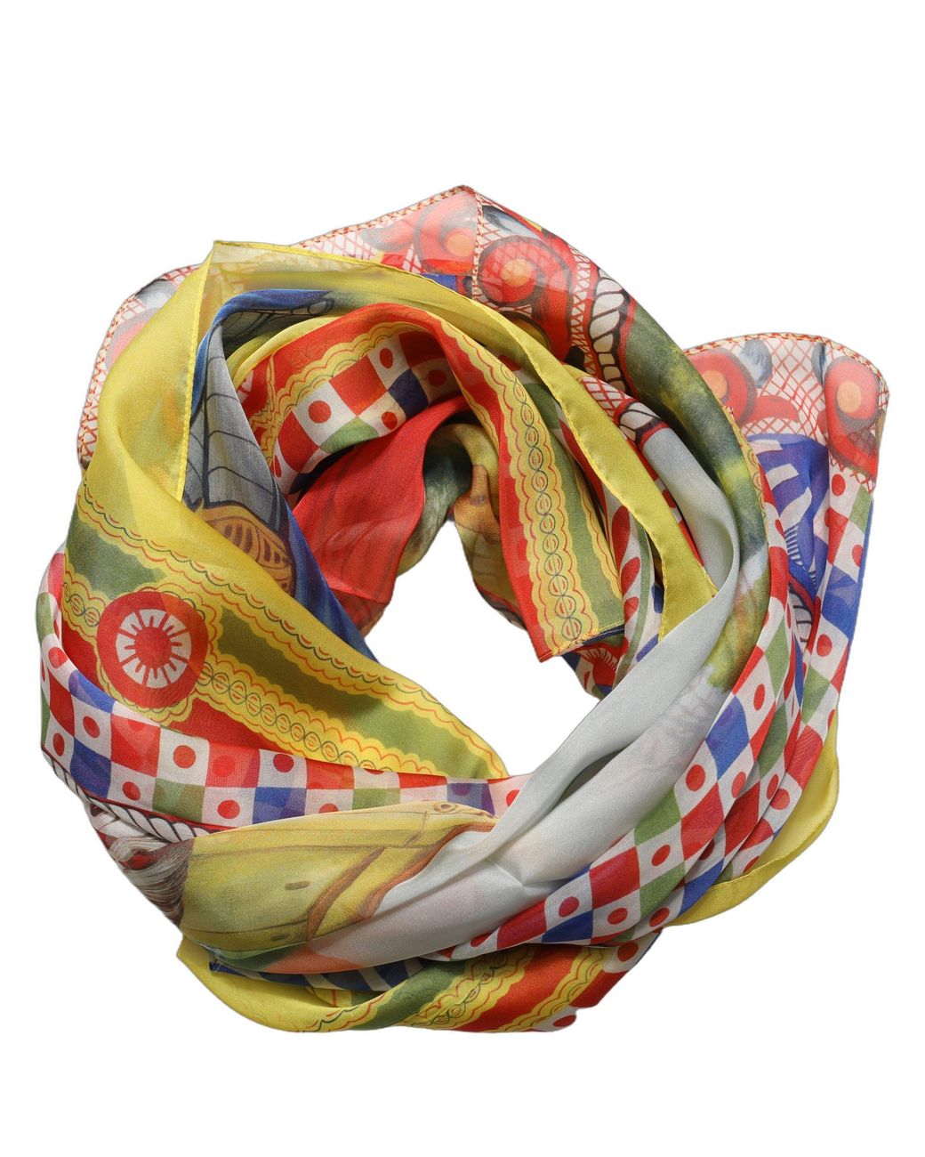 Dolce & Gabbana Multicolor Silk Carretto Foulard Scarf