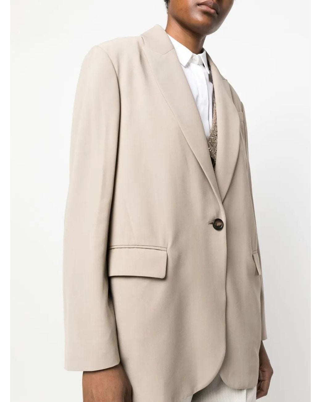 Brunello Cucinelli Natural Single Button Blazer Clothing