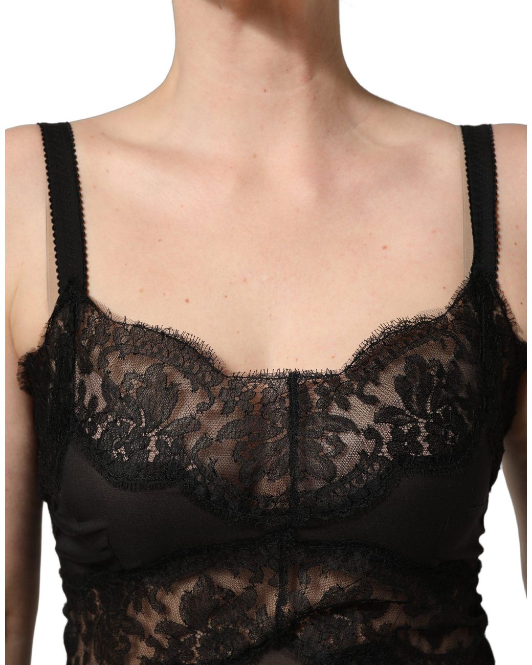 Dolce & Gabbana Black Silk Lace Slip Lingerie Chemise Sleepwear Viscose Nylon Elastane Clothing