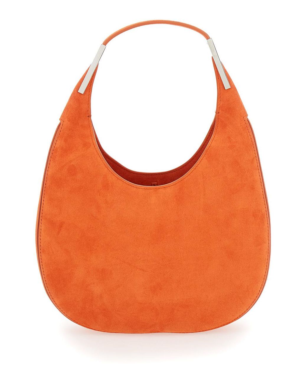 SAVETTE Orange Florence Small Shoulder Bag With Open Top Suede