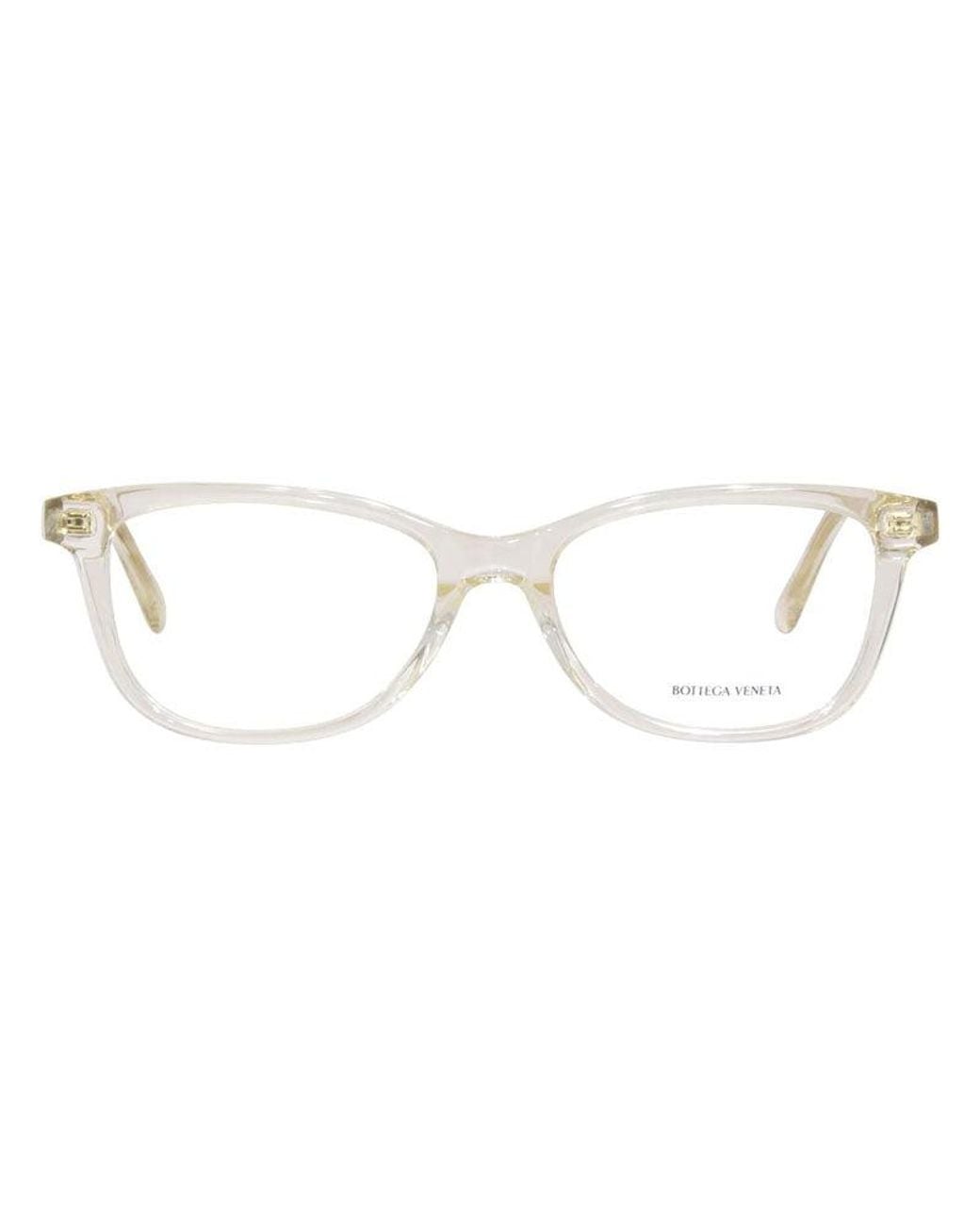 Bottega Veneta Metallic Eyeglasses Square Full Rim, Transparent Frame And Clear Demo Lenses Lens Bv1028O004 Sunglasses