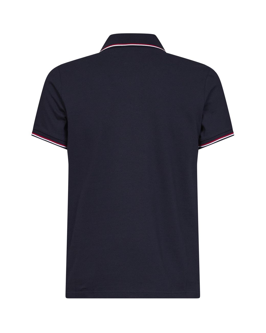 Moncler Blue Cotton Piqué Polo Shirt With Tricolor Trims for men