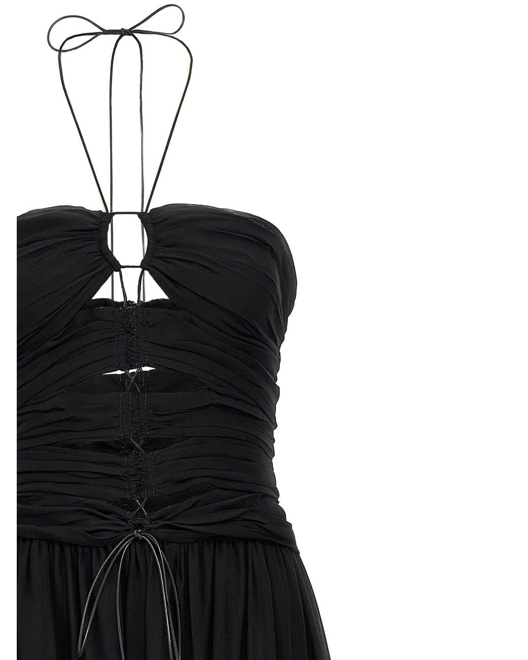 Tom Ford Black Halter Neck Draped Silk Dress