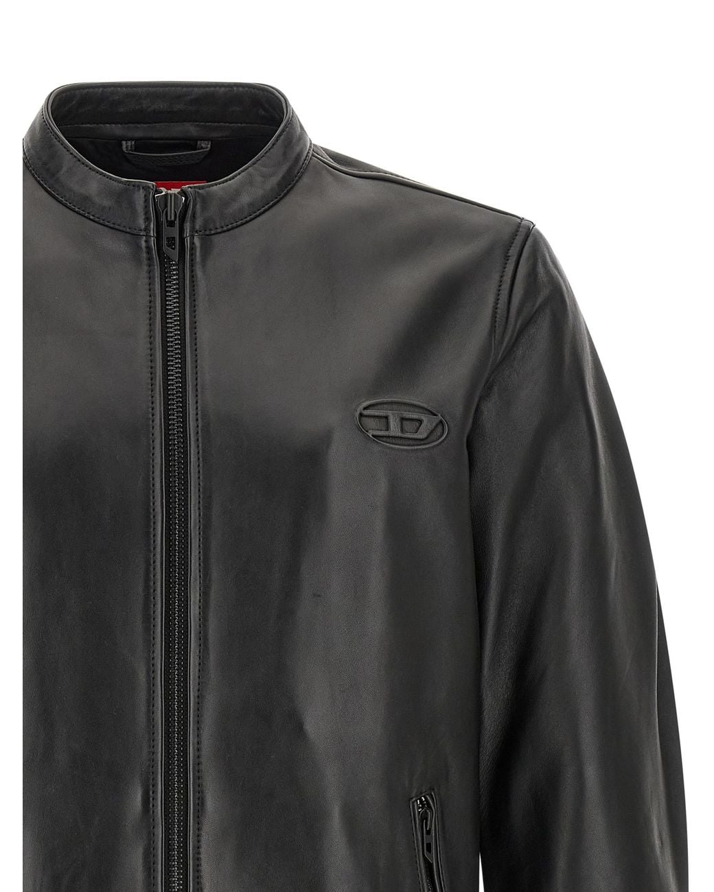 DIESEL Black Lamb Leather Jacket Clothing for men