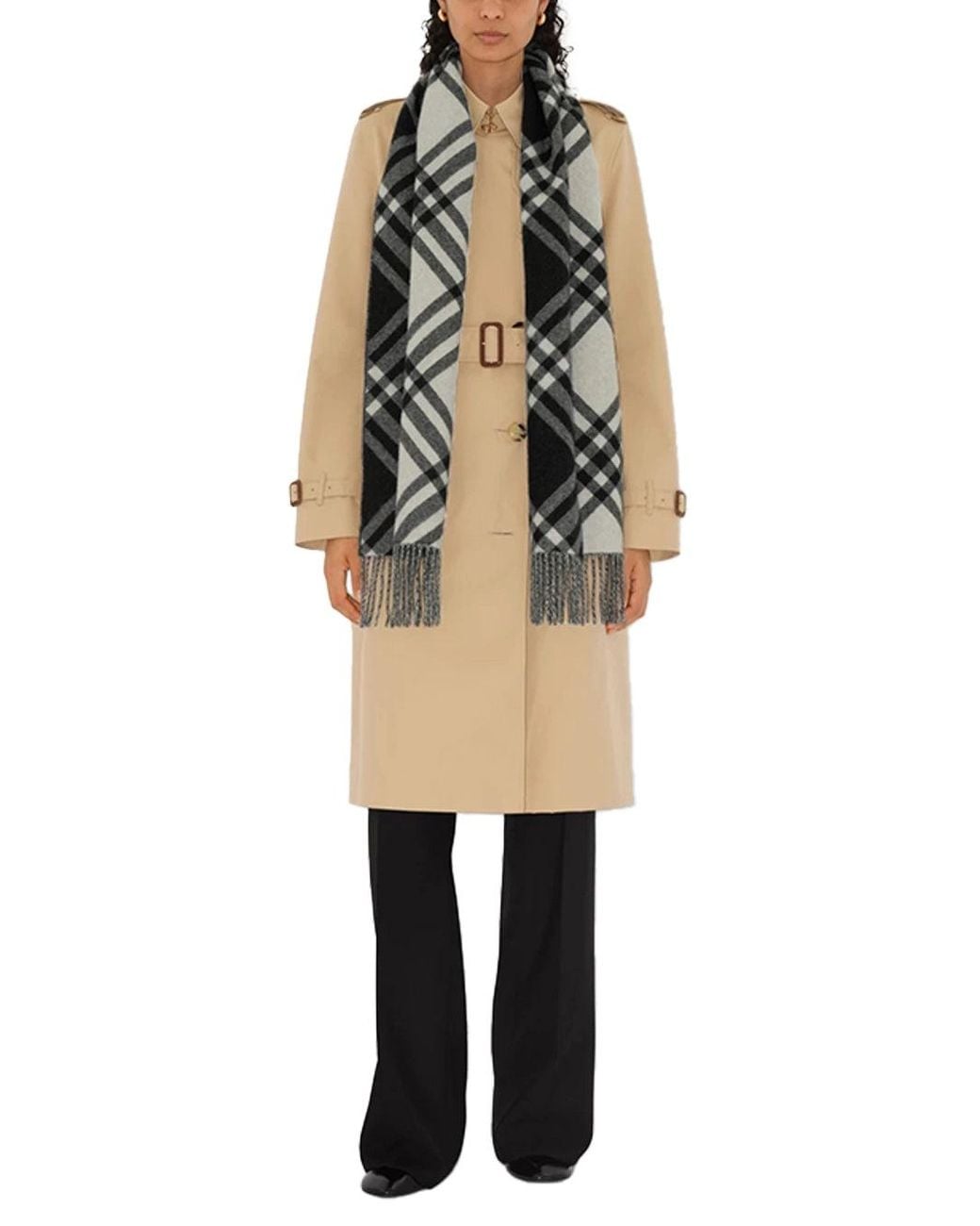 Burberry Black Check Cashmere Scarf