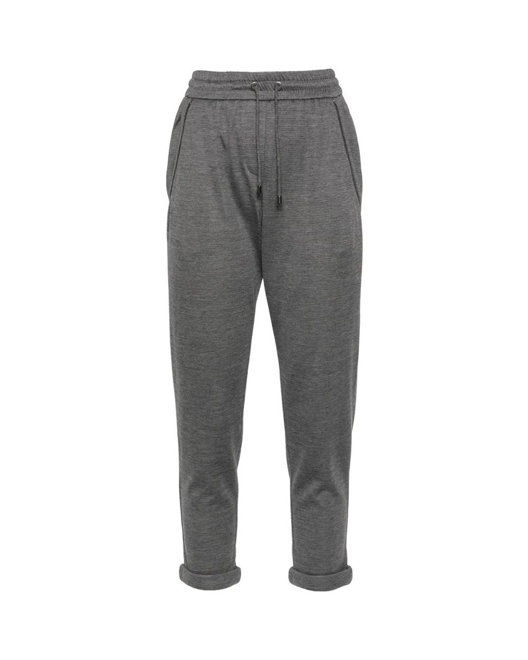 Brunello Cucinelli Gray Monili-Detail Track Pants