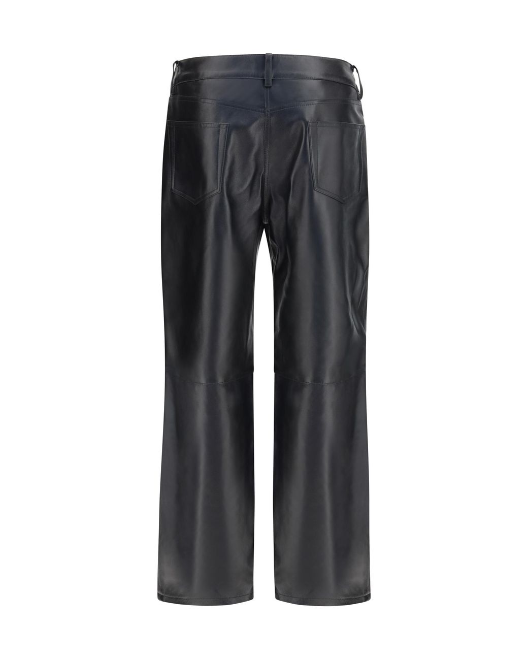 Magda Butrym Blue Leather Straight-Leg Pants Sheep Trousers