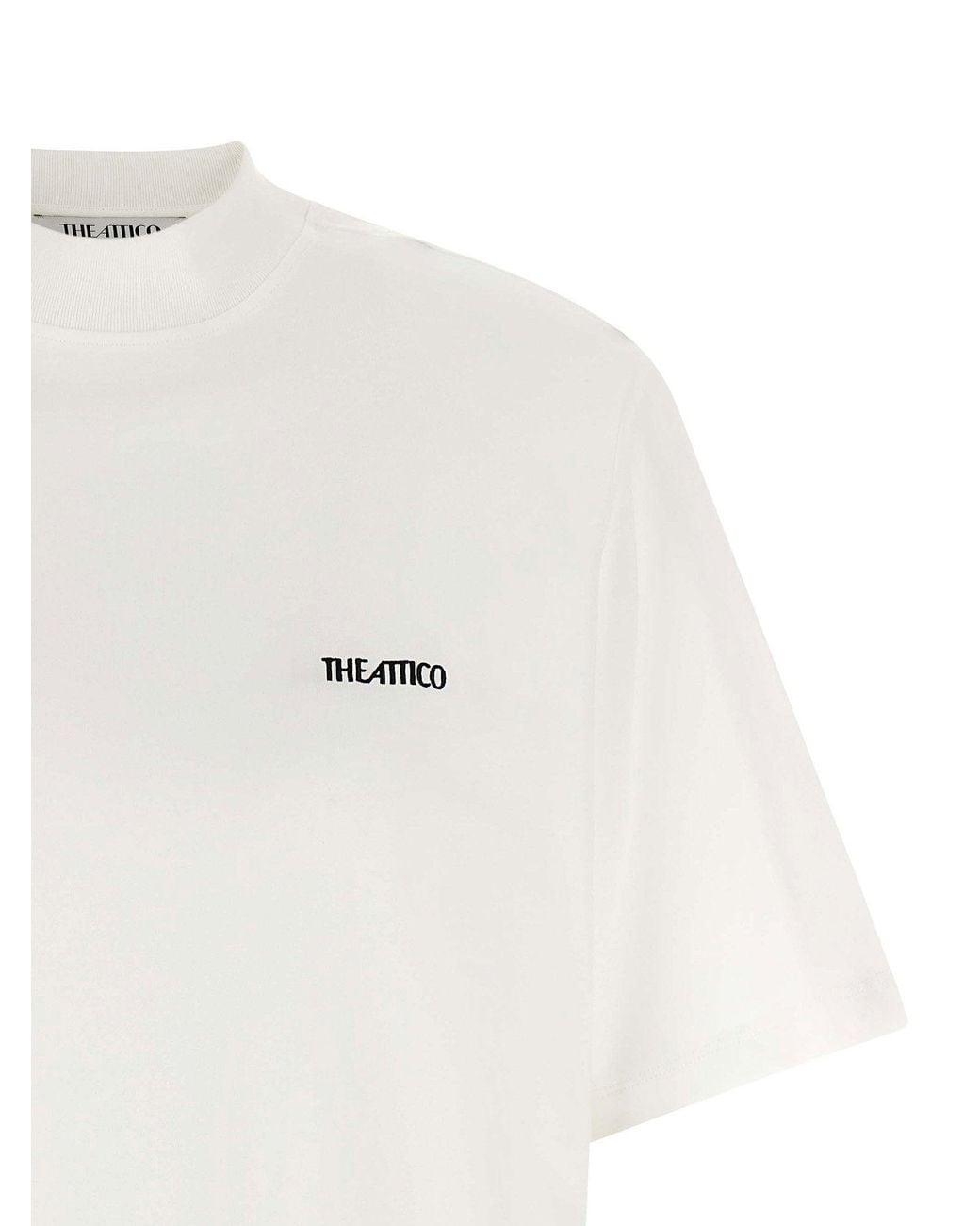 The Attico White Mock-Neck Logo T-Shirt